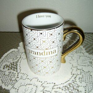 I Love You GRANDMA Coffee Mug Gold and White by Rosanna